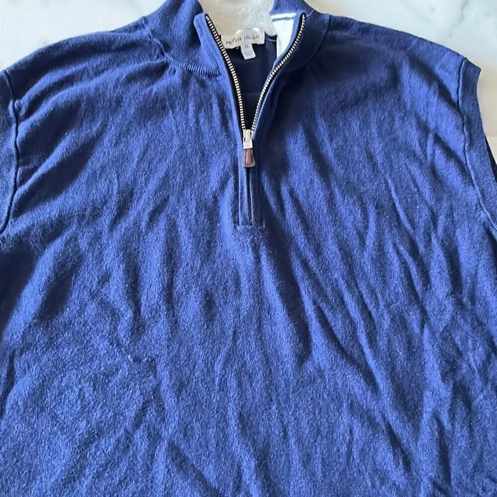 Peter Millar Luxury Cotton/Nylon/Silk/Cashmere 1/4 Zip Golf Sweater Vest. Sz. XL